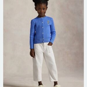 Polo Ralph Lauren Girls Polo Bear Mini-Cable Cotton Cardigan